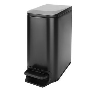 Cubo de Basura de Acero Inoxidable de 6 Litros / 1.6 Galones con Pedal, Cubo Interior Extraíble, Acabado Antihuellas, Negro Mate - Product Image 1