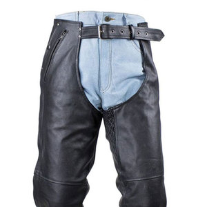 Solid Color Genuine Leather English Men's <b>Half</b> <b>Chaps</b> with Soft Padded Comfort Panel Closure for Training - Product Image 6