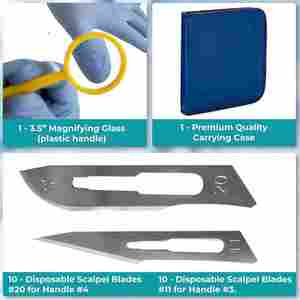 Kit de dissection anatomique de laboratoire de biologie avancée, couteau à scalpel en acier inoxydable, lames, pince Hemolock, instrument médical, forceps - Product Image 4
