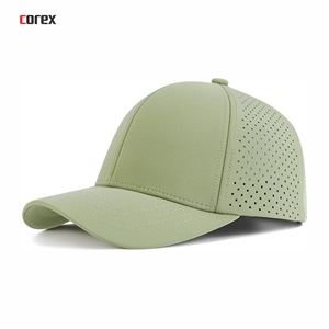 Casquette de baseball verte découpée au laser à 6 panneaux, maille respirante, broderie 3D, bouton réglable, unisexe, pour l'extérieur, printemps-été, décontractée - Product Image 1
