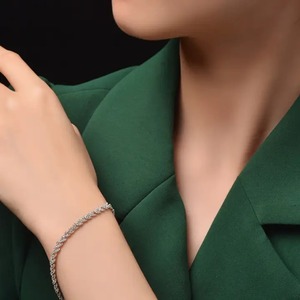 New Collection 925 Moissanite Cut 4.0 Carat Wheat Ear Design Tennis <b>Bracelet</b> for Women Sterling Silver 18K <b>White</b> Gold Plated - Product Image 4