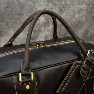 Sacs de voyage unisexes en cuir véritable, sacs à bandoulière, sacs de voyage imperméables, durables, grande capacité - Product Image 5