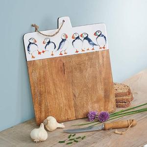 Planche à découper ronde en bois avec motif de poisson bleu et poignée en corde, emballage individuel pour usage en cuisine, planche à servir pour pizza - Product Image 5