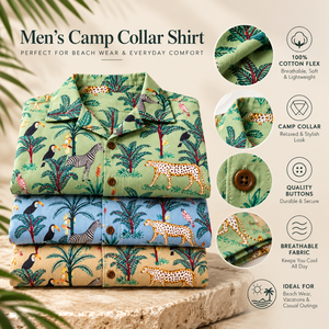 Camisa de Manga Corta con Cuello Camisero y Estampado Tropical para Hombre, Camisa Casual Hawaiana de Algodón Elástico para Hombre, Ropa de Playa, Moda para Vacaciones de Verano - Product Image 5