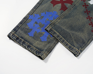 Vaqueros holgados con estampado gráfico vintage para hombre, pantalones vaqueros de pierna ancha estilo streetwear, pantalones de mezclilla Y2K hip hop de corte holgado, pantalones acampanados para mujer - Product Image 3