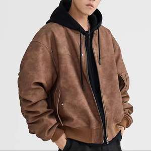Veste en cuir lavé NESTA SPORTS, coupe-vent de haute qualité personnalisé avec logo en relief 3D, veste en cuir personnalisée pour homme - Product Image 5