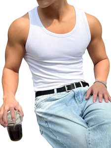 Camiseta sin mangas para hombre, cuello redondo, básica, ajustada, tipo chaleco, camiseta interior muscular - Product Image 4