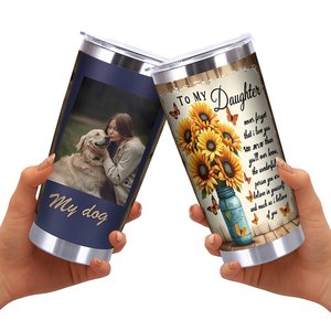Stainless Steel Tumbler 20oz Vacuum Insulated With Sunflower Design For <b>Daughter</b> Gift - Product Image 2