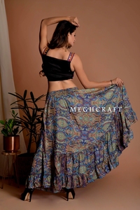 Bohemian Summer Floor Length Skirt for Women Vintage Recycled Silk Breathable & Eco friendly Long Skirt for Beach & Daily Wear - Product Image 3