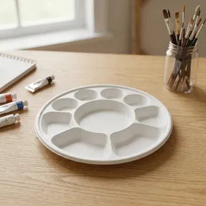 Best Quality <b>Pulp</b> Moulded Disposable 13 Inch 9CP Meal Tray Eco Friendly Paper Fiber Food Packaging Tray for Wholesale Export - Product Image 3