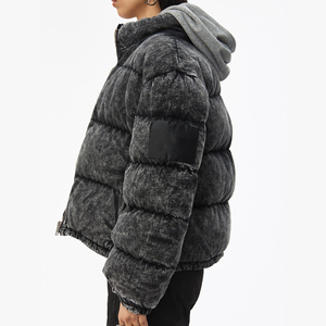 Custom Bubble Coats Logo Manufacturer Winter Oem Sublimation Warm Shiny Trendy Padded <b>Black</b> All Over Print <b>Men</b> Puffer Jacket - Product Image 5