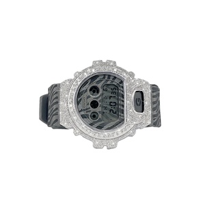 Elegante Reloj Digital con Incrustaciones de Diamantes Moissanite, Cronógrafo, Fecha Automática, Correa Negra, Unisex - Product Image 3