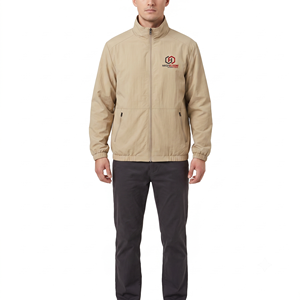 Veste zippée respirante brodée Hashbloom International OEM pour homme, 100 % polyester, taffetas/microfibre, col montant, fine - Product Image 1