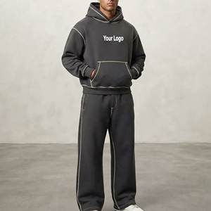 Precio al por mayor: Conjunto de chándal de algodón 100% a la moda, estilo urbano, con capucha y estampado, estilo hip hop, peso medio, para hombre. - Product Image 1
