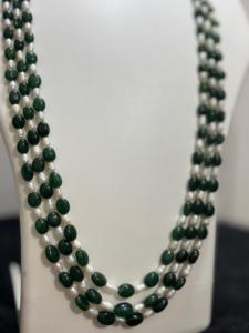 Women's Double Strand Freshwater Natural Pearl Set Trendy Beaded Style Everyday Wear Party White Oval Pearls Gift - Product Image 5