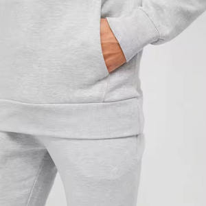 Survêtement à capuche gris clair pour homme, manches longues, couleur unie, décontracté, respirant, en coton, coupe classique - Product Image 5