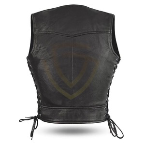 Chaleco de moto para mujer, estilo motero, cortavientos, transpirable, ecológico, con cuello en V y cierre de cuero. - Product Image 3