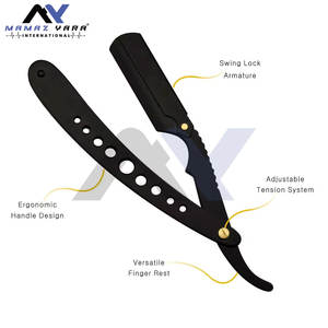 Rasoir de barbier ergonomique en acier inoxydable à bord droit, durable, pour des rasages de précision et des rasages parfaits en salon, design classique - Product Image 4
