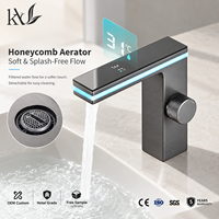 Robinet de salle de bain en laiton avec affichage numérique LED et lumière d'ambiance, mitigeur monotrou eau chaude et froide pour lavabo, qualité hôtelière, projet OEM
