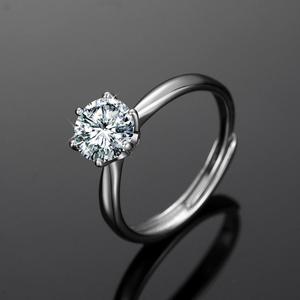 Classic Round Moissanite <b>Solitaire</b> Engagement <b>Ring</b> 925 Sterling <b>Silver</b> Bridal Jewelry Custom Wedding <b>Ring</b> for Women - Product Image 1