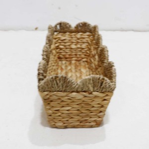 Handwoven Natural Rattan <b>Rectangular</b> Storage <b>Basket</b> With Handles Rustic Style Multi-Purpose Nesting Bin - Product Image 3