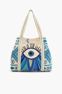 Sac fourre-tout en toile brodé à thème océanique pour femme, fait main, orné de perles de coquillages, avec fermeture éclair et ouverture, collection Printemps/Hiver/Été - Product Image 6