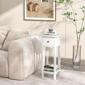 Modern Midcentury 2-Tier Slim <b>Nightstand</b> with Drawer and Shelf for Bedroom Villa Hotel - Product Image 3