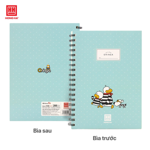 Carnet vertical en spirale Hong Ha Oringa, 200 pages, illustrations d'animaux ludiques, thème créatif, style de couverture en papier aux couleurs vibrantes - Product Image 1