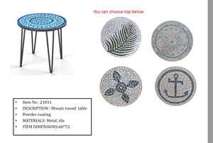 Table à manger d'extérieur en mosaïque ronde moderne | Cadre en aluminium durable pour hôtels, villas et patios | Fabriqué au Vietnam - Product Image 2