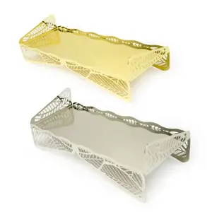 Bandeja de Corte Láser con Acabado Dorado, Bandeja Decorativa para Mesa, para Servir Flores - Product Image 5