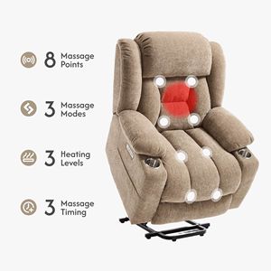 Poltrona Reclinabile Elettrica per Anziani con Funzioni Massaggio e Riscaldamento, Poltrona in Pelle per il Massimo Comfort in Soggiorno - Product Image 3