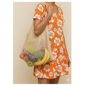 Sac en filet de haute qualité, sac de courses en coton durable, sac de shopping réutilisable et écologique, sac en filet extensible et résistant - Product Image 2