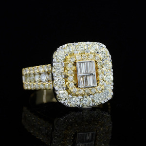 925 Sterling <b>Silver</b> Baguette Cut Moissanite Prong Setting Hip Hop Wedding <b>Ring</b> Rhodium Plated Cluster Design for <b>Men</b> or Women - Product Image 1