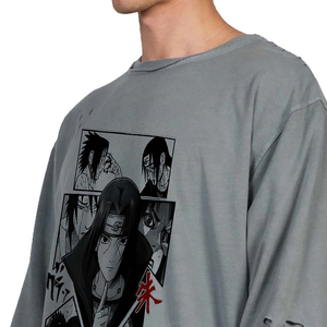 T-shirts pour hommes personnalisés OEM en coton oversize, lavés, imprimés à l'écran, à double couche, à manches longues, coupe carrée, courts, déchirés et usés - Product Image 4