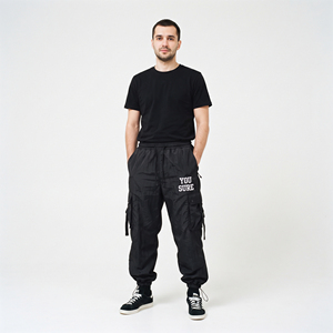 Men Lightweight <b>Windbreaker</b> Cargo Pants 100% Nylon Waterproof Breathable Wide Leg Drawstring Waist Hiking <b>Camping</b> Rain Pants - Product Image 1
