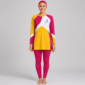 Conjunto de bikini modesto deportivo de poliéster de cobertura completa con burkini de manga larga y sudadera con capucha para musulmanas - Product Image 1