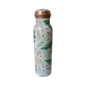 Bouteille d'eau en cuivre personnalisée de luxe à motif floral avec couvercle, vaisselle portable pour les voyages - Product Image 1