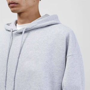 Sudadera con Capucha Oversize para Hombre en Gris Jaspeado Sólido con Cordones y Bolsillo Canguro, Ropa al por Mayor OEM ODM - Product Image 5