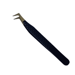 Pinzas de pestañas de calidad fina de acero inoxidable negro mate y dorado Pinzas de pestañas de calidad superior rectas y curvas - Product Image 1
