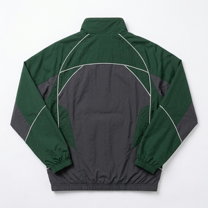 Plus Size <b>Men</b> Nylon <b>Track</b> <b>Jacket</b> Retro Windbreaker Green Grey Panel Piping Sport Full Zip Stand Collar Vintage Sportswear Coat - Product Image 3