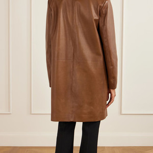 Cappotto <span class=keywords><strong>Trench</strong></span> Midi <span class=keywords><strong>in</strong></span> Vera <span class=keywords><strong>Pelle</strong></span> <span class=keywords><strong>Marrone</strong></span> Elegante e Traspirante, Scollo a V, Manica Lunga, Apertura Frontale, per l'Autunno, Cappotti <span class=keywords><strong>in</strong></span> <span class=keywords><strong>Pelle</strong></span> da Donna - Product Image 2