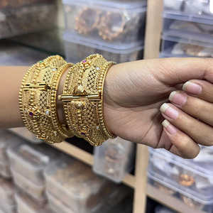Openable <b>Bangles</b> <b>Set</b> Gold-Plated Pota Stone Fine Jewelry Collection - Product Image 1