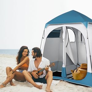 Tenda Doccia Portatile Pop-Up da Campeggio 90x90x48 Pollici per Esterni, Cabina Istantanea a 2 Stanze con Spogliatoio e Riparo per Cambiarsi - Product Image 2