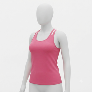 Débardeur en tricot respirant rose pour femme, col rond, couleur unie, style sportif, longueur normale, 100% polyester - Product Image 1