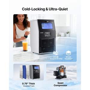 Equipo de Cocina Comercial, Máquina de Hielo Independiente de Acero Inoxidable para Mostrador, 80 Libras/24h, 12 Libras de Almacenamiento, 32 Cubos por Hora - Product Image 5