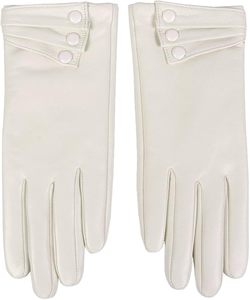 Leather fashion Gloves Warm Lining Winter Button Decoration for Women - Product Image 1