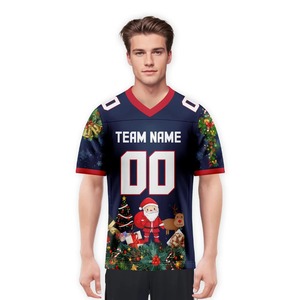 Wholesale Custom Sublimation Printed Plus Size Men's Half Sleeve American Football Jersey Breathable Anti-Bacterial Best Fabric - Product Image 2