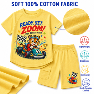 ชุดเสื้อยืดและกางเกงขาสั้นพิมพ์ลายสำหรับผู้ชาย Foxcotton Club สีตามสั่ง ผ้าฝ้าย 100% ชุดลำลองฤดูร้อน คอกลม แขนยาว - Product Image 5