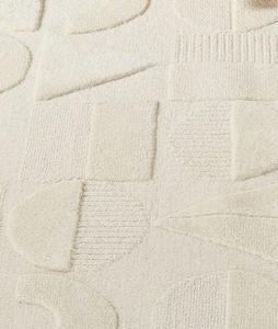 Alfombra Geométrica Moderna Color Crema, Alfombra Texturizada Abstracta en Tono Marfil, Alfombra Decorativa Contemporánea para Sala de Estar Minimalista - Product Image 3