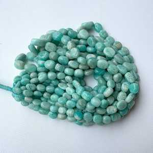 ลูกปัดอเมซอนไนต์ธรรมชาติทรงรีเรียบ สำหรับทำเครื่องประดับ คุณภาพสูง - Product Image 1